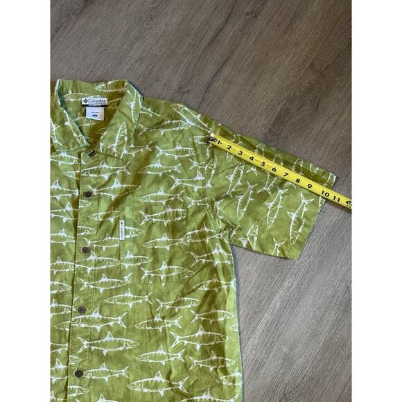 Columbia Sportswear Fish Print Shirt Men’s XL Green Barracuda Retro Beach Casual - Picture 7 of 9
